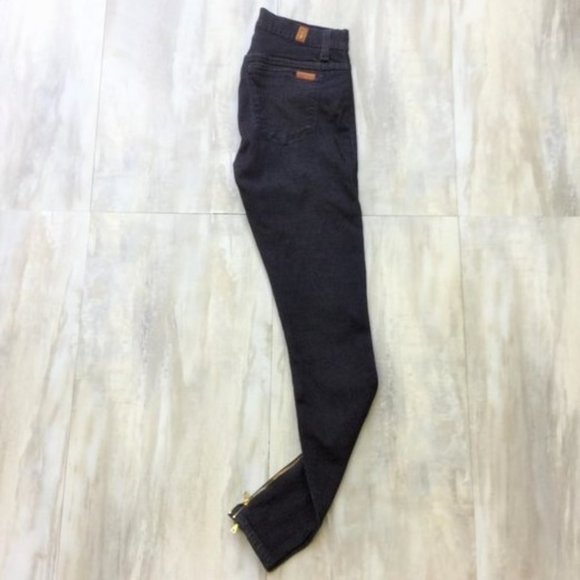 7 For All Mankind Black Jeggings with Gold Accents - Picture 2 of 9